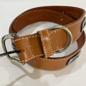 Cipriani light brown leather belt, medium length 33 1.2 Wide